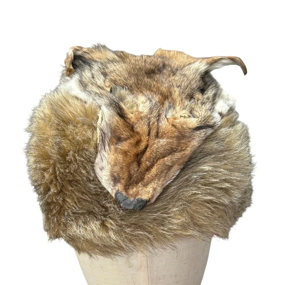 NEW Wyl E Coyote Youth Large Brown Faux Fur Face Cap Hat Tail Handmade USA